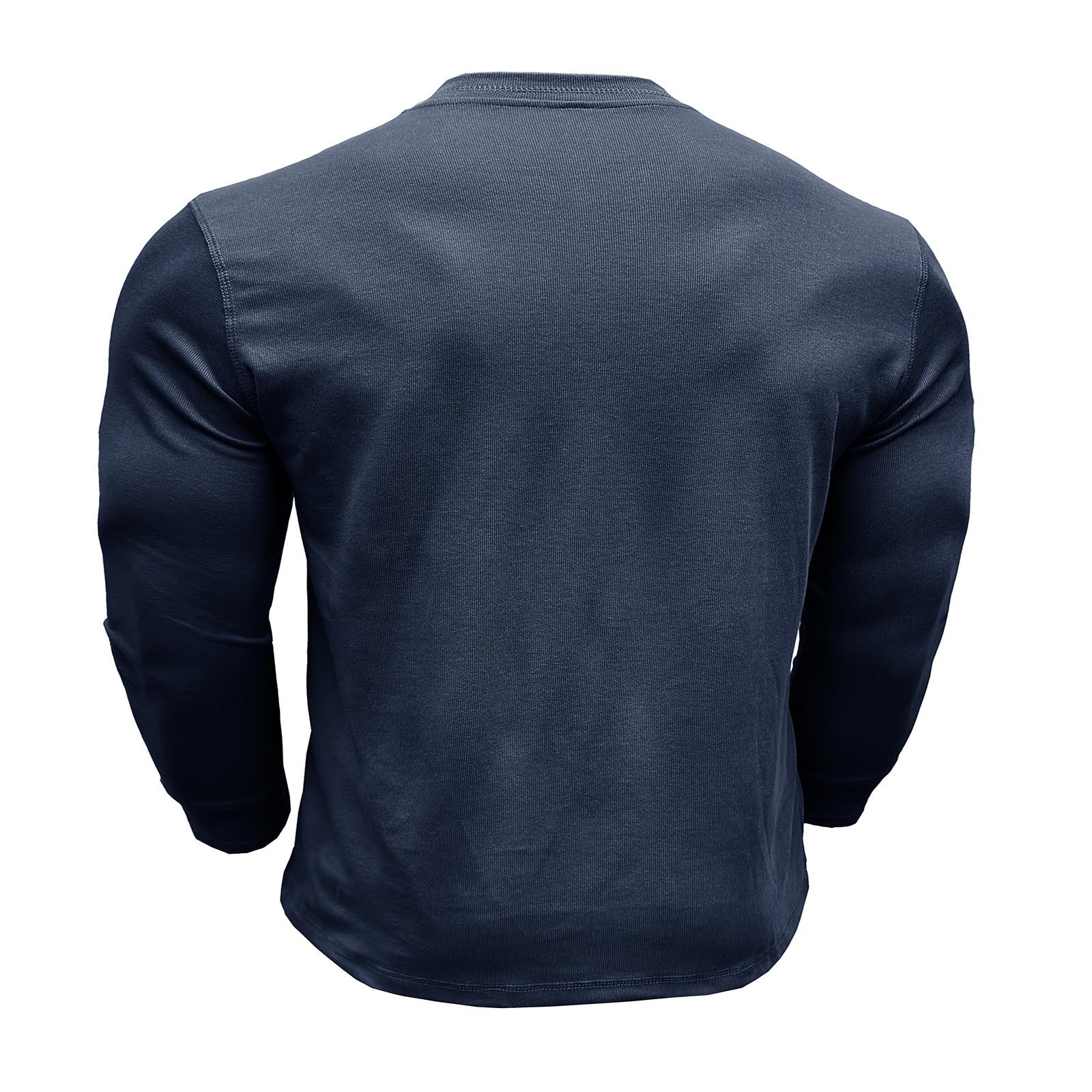 thumbnail image 5 of Camiseta de manga larga con botones y color liso para hombre, para otoño, mezcla de poliéster, cómoda e informal, varias tallas disponibles., 5 of 7